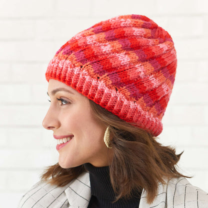 Red Heart Knit Twisted Stripes Hat Small