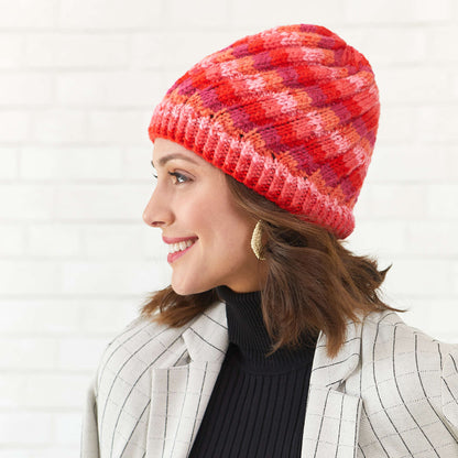 Red Heart Twisted Stripes Hat Knit Small