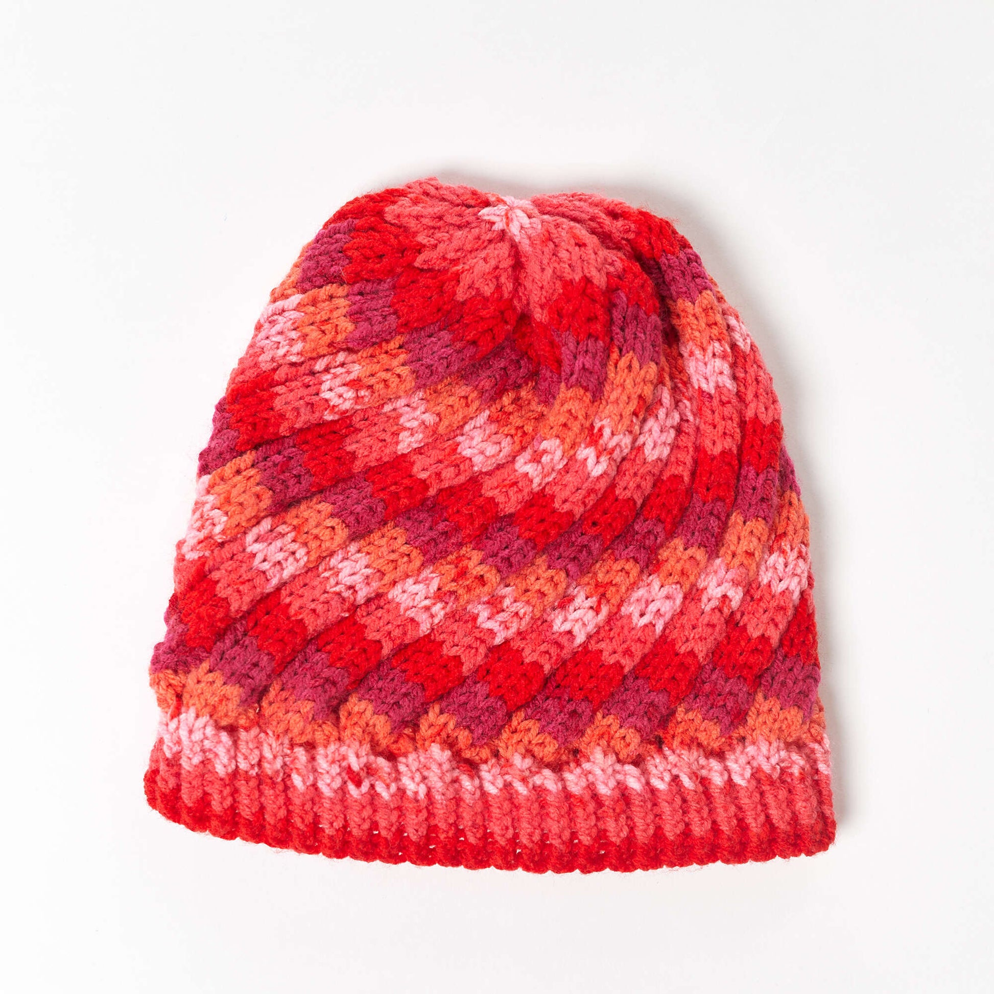 Free Red Heart Twisted Stripes Hat Knit Pattern