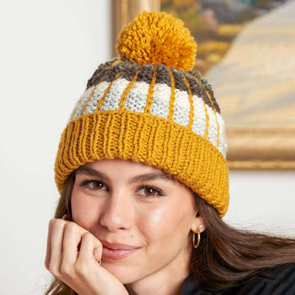 Red Heart Highlighter Lines Knit Hat Single Size