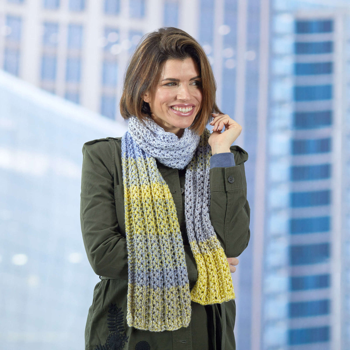 Knit Scarf made in Red Heart Roll With It Tweed Yarn