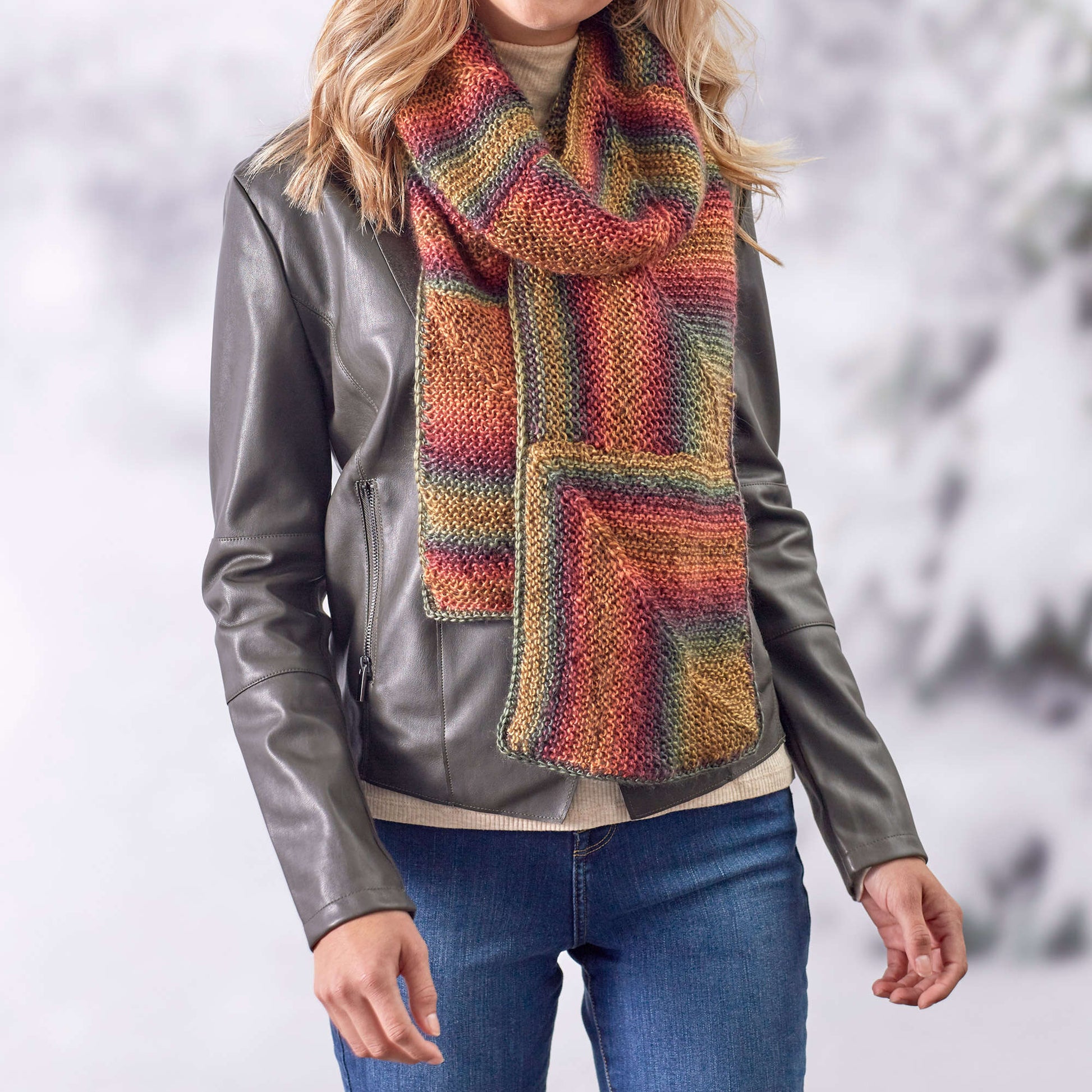 Free Red Heart Amazing Mitered Scarf Knit Pattern