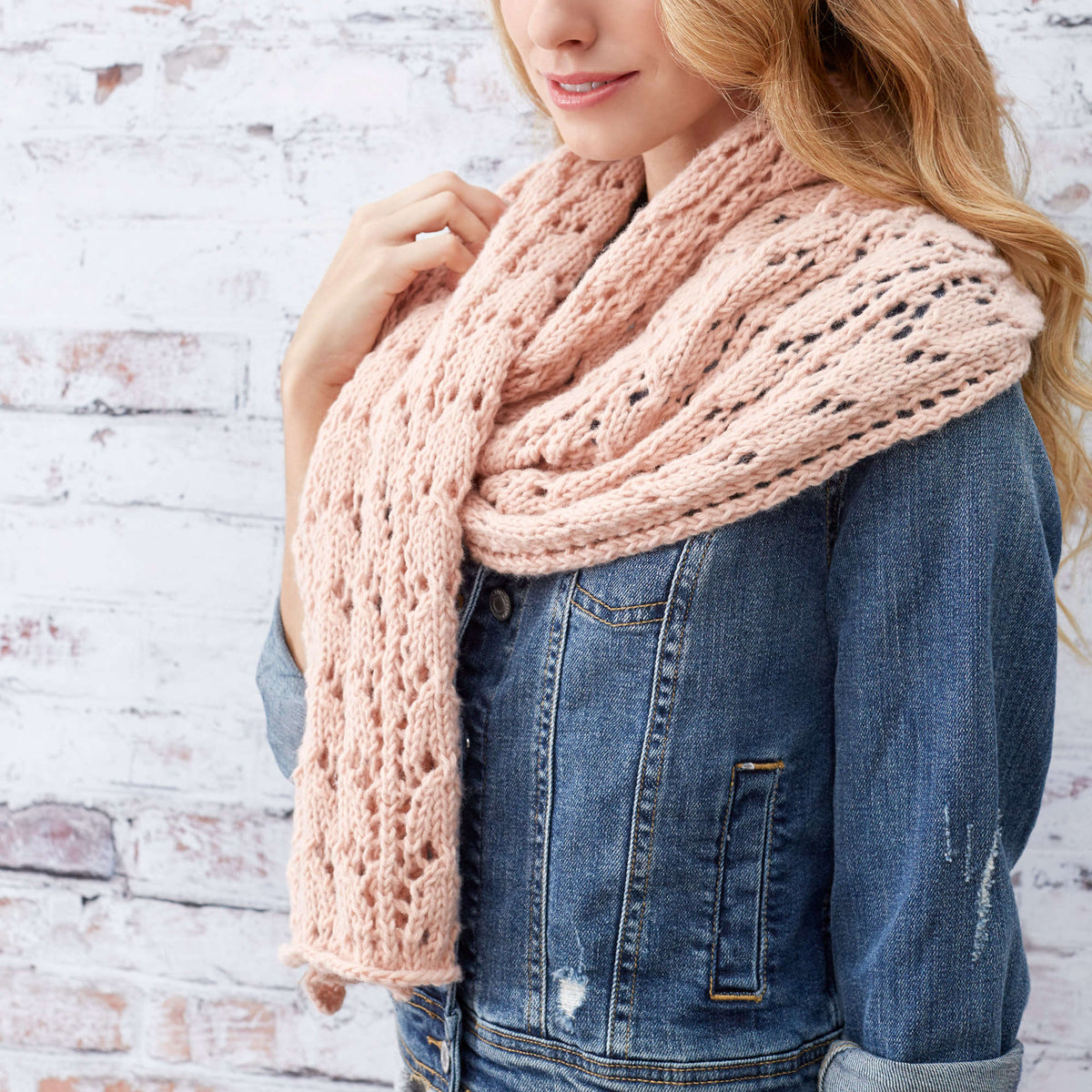 Knit Scarf made in Red Heart Hygge Charm Yarn