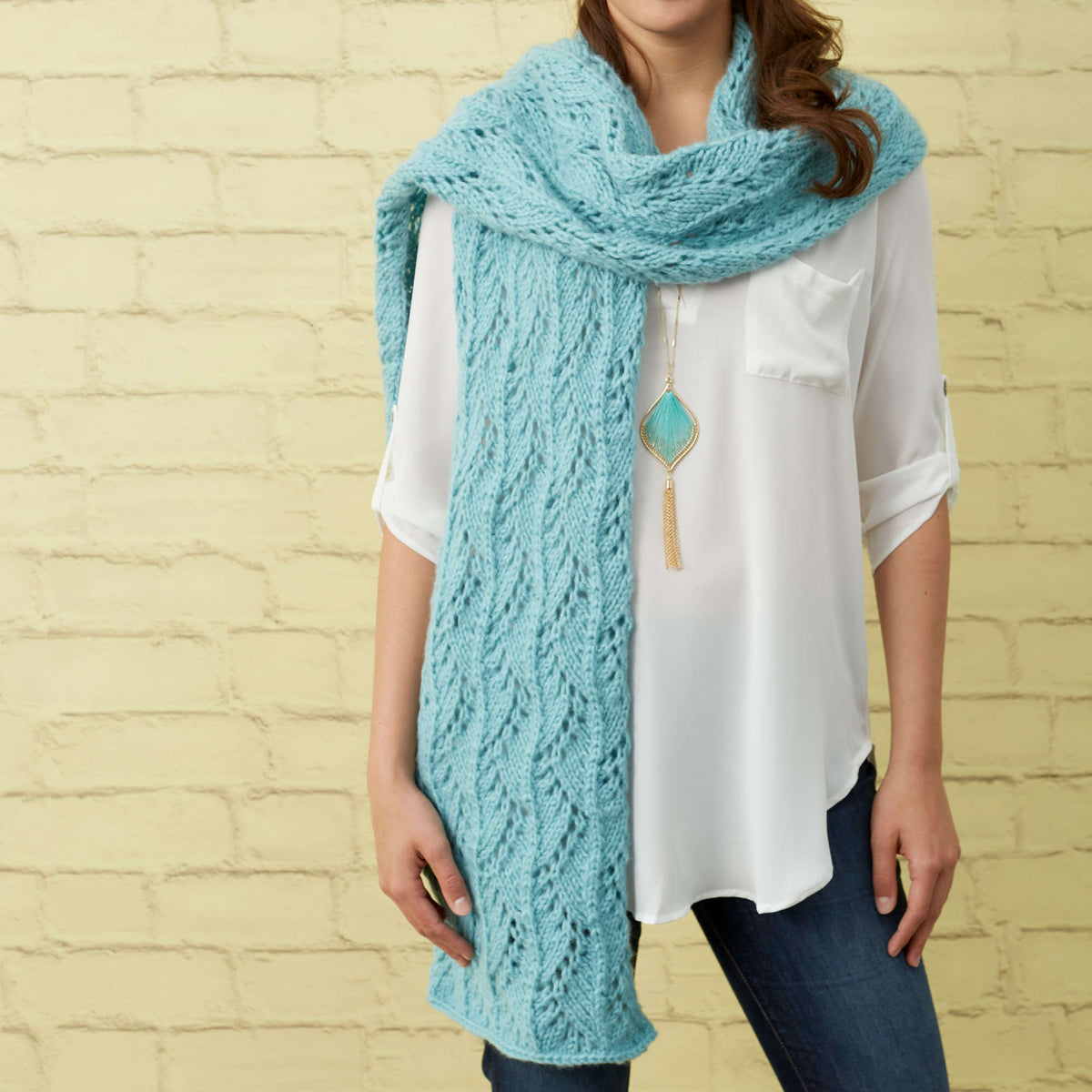 Knit Scarf made in Red Heart Dreamy Yarn