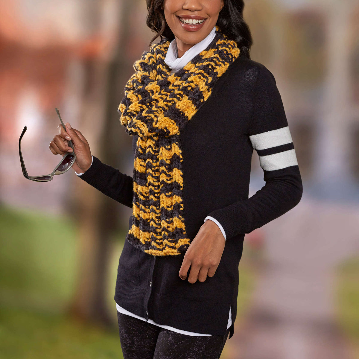 Knit Scarf made in Red Heart Team Spirit Chunky Yarn