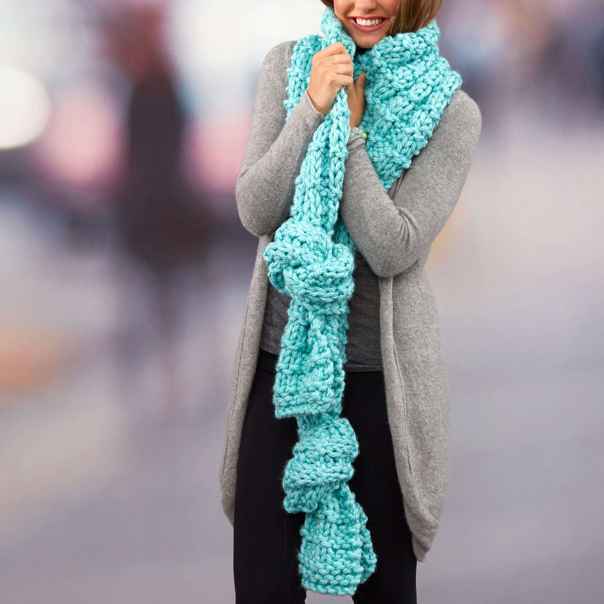 Free Red Knit Heart Everlasting Super Scarf Pattern
