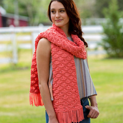 Red Heart Knit Wavy Drop-Stitch Scarf Knit Scarf made in Red Heart Strata Yarn