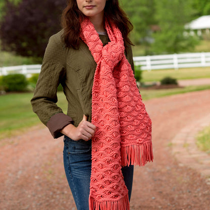 Red Heart Knit Wavy Drop-Stitch Scarf Knit Scarf made in Red Heart Strata Yarn