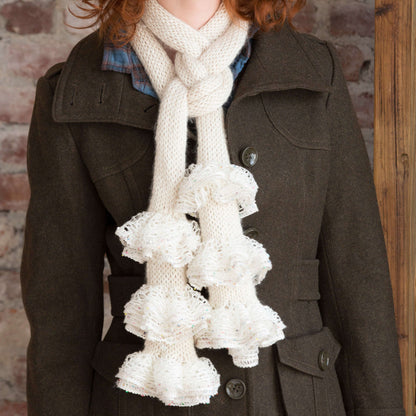 Red Heart Knit Ready With Ruffles Scarf Knit Scarf made in Red Heart Soft Yarn