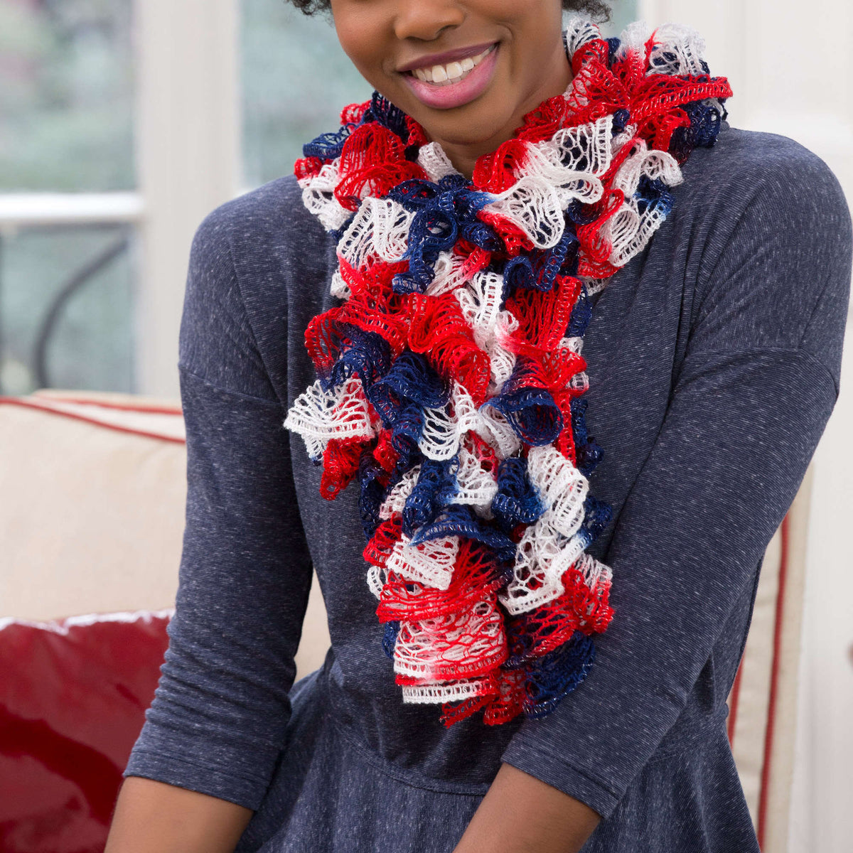 Knit Ruffles made in Red Heart Boutique Yarn