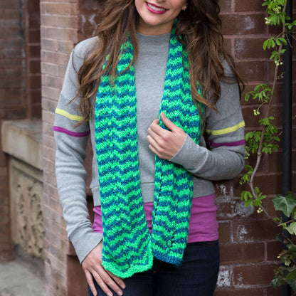 Red Heart Knit Wavy Stripes Scarf Knit Scarf made in Red Heart Reflective Yarn