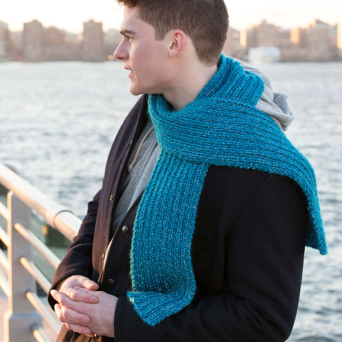 Knit Scarf made in Red Heart Reflective Yarn