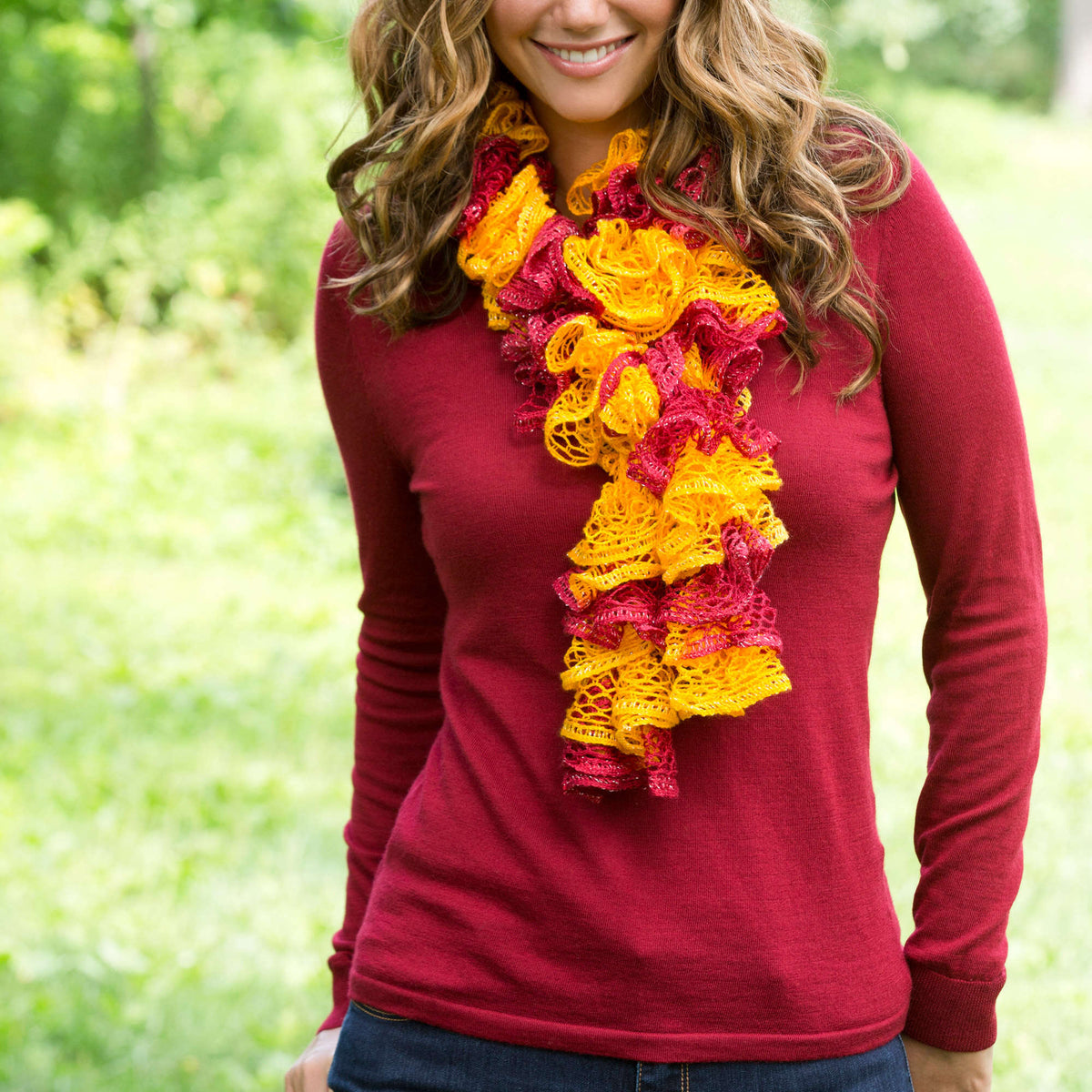 Knit Ruffles made in Red Heart Boutique Yarn