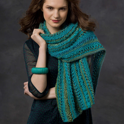 Red Heart Knit Tidal Wave Sampler Stole Knit Scarf made in Red Heart Boutique Yarn