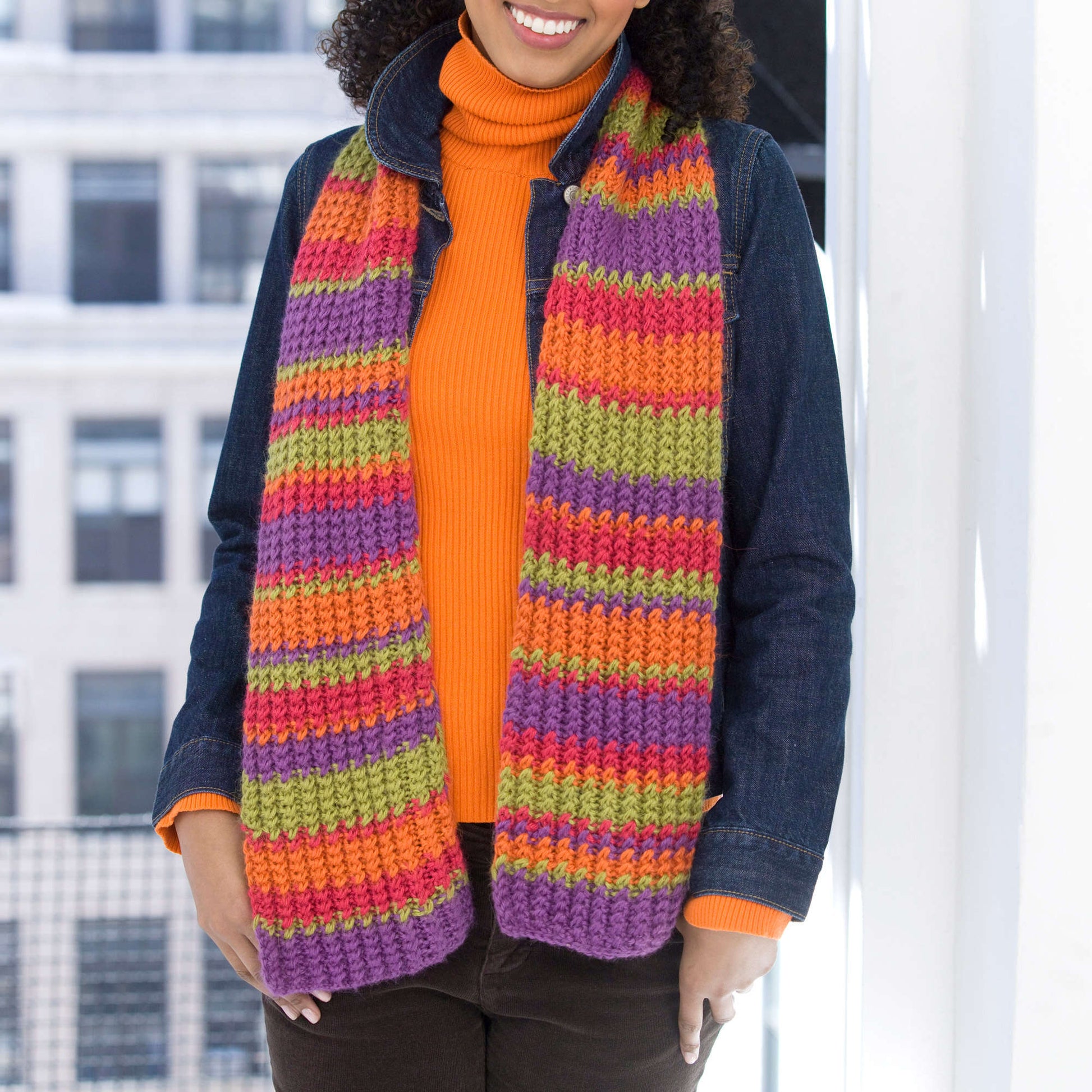 Free Red Heart Knit Reversible Cable Scarf Pattern