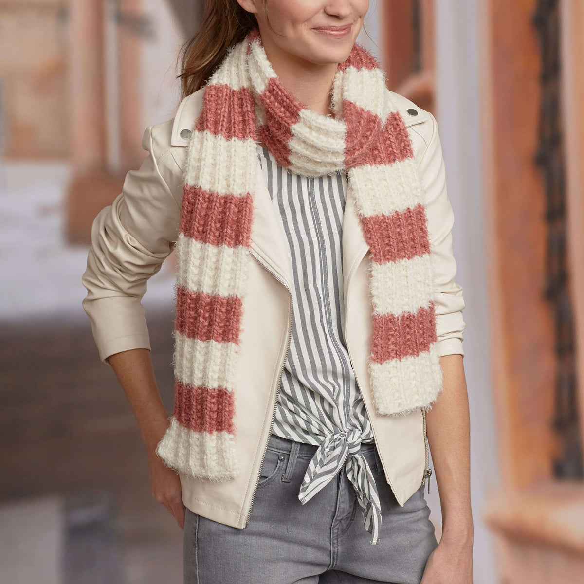 Knit Scarf made in Red Heart Hygge Yarn