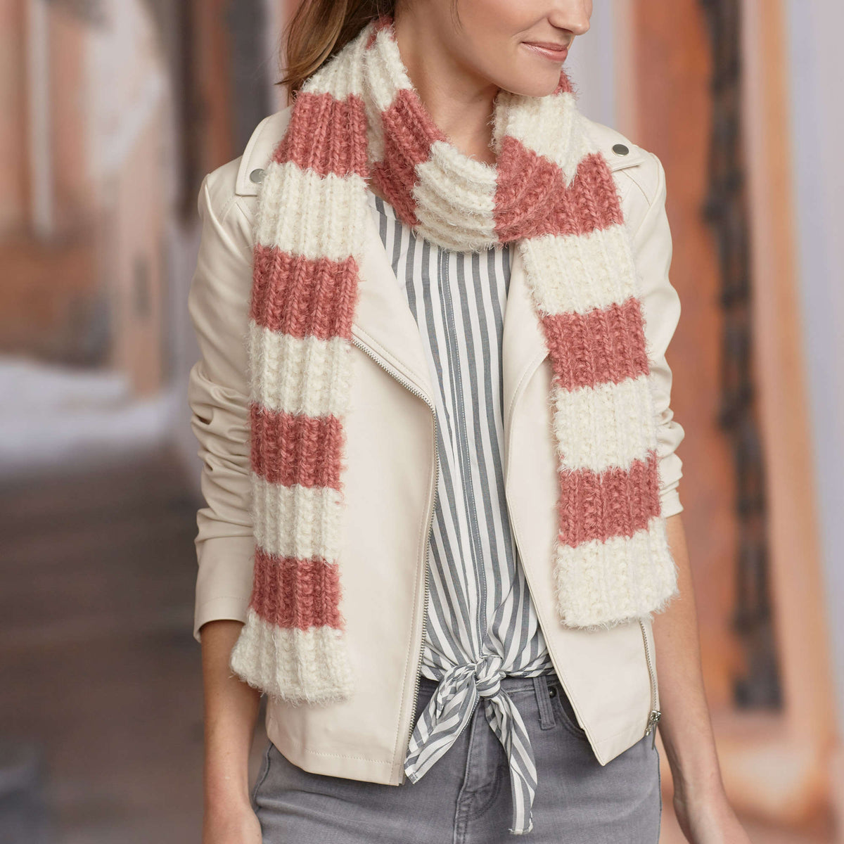 Knit Scarf made in Red Heart Hygge Yarn