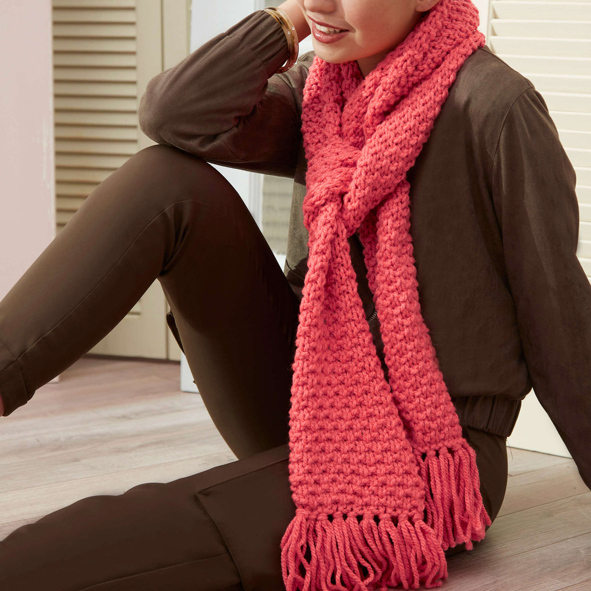 Knit Scarf made in Red Heart Super Saver Chunky Yarn