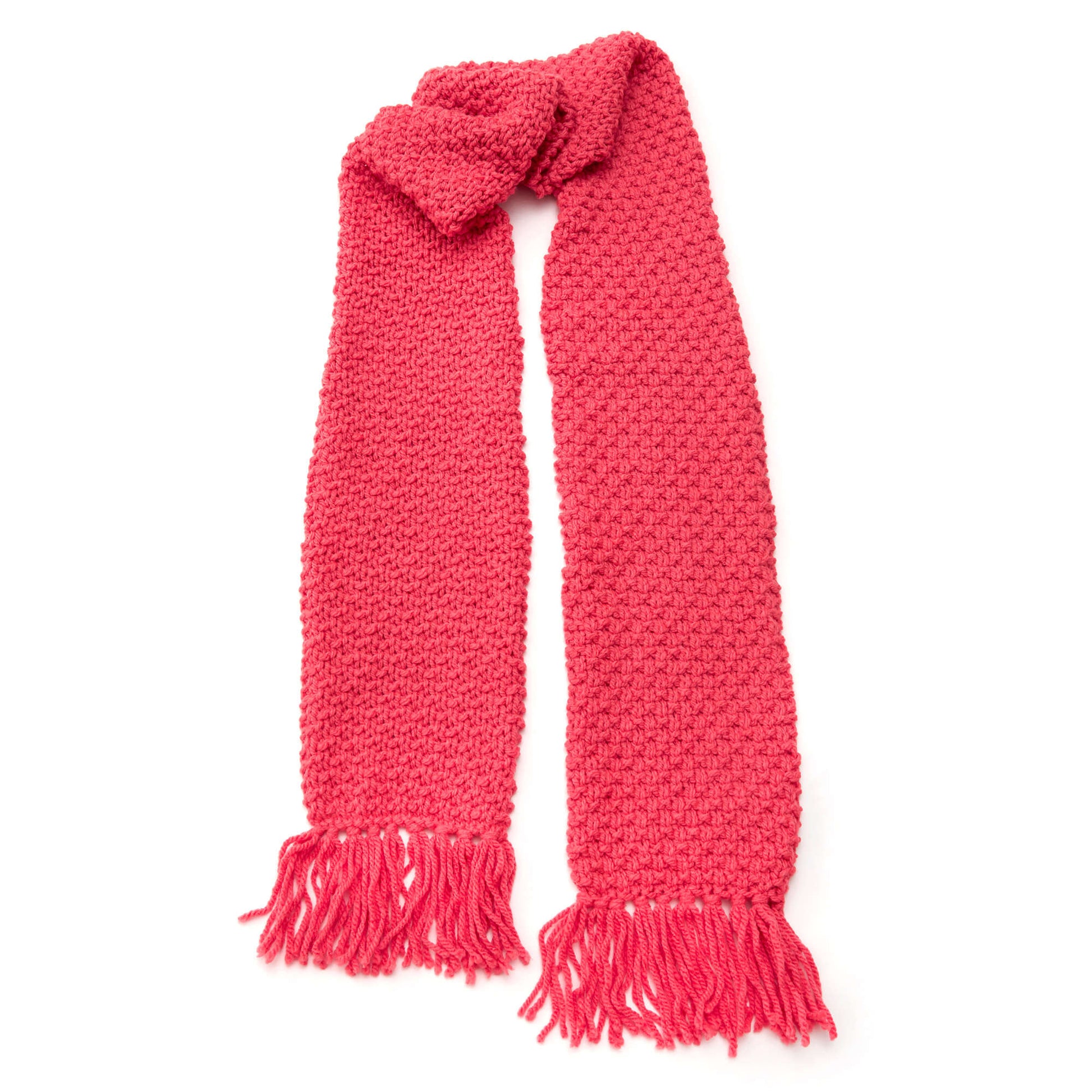 Free Red Heart Textured Fringe Scarf Pattern