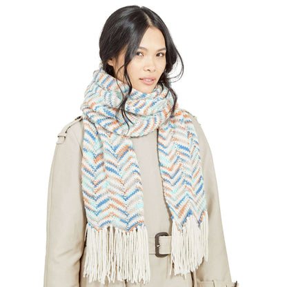 Red Heart Stripy Zig Zag Knit Scarf Single Size