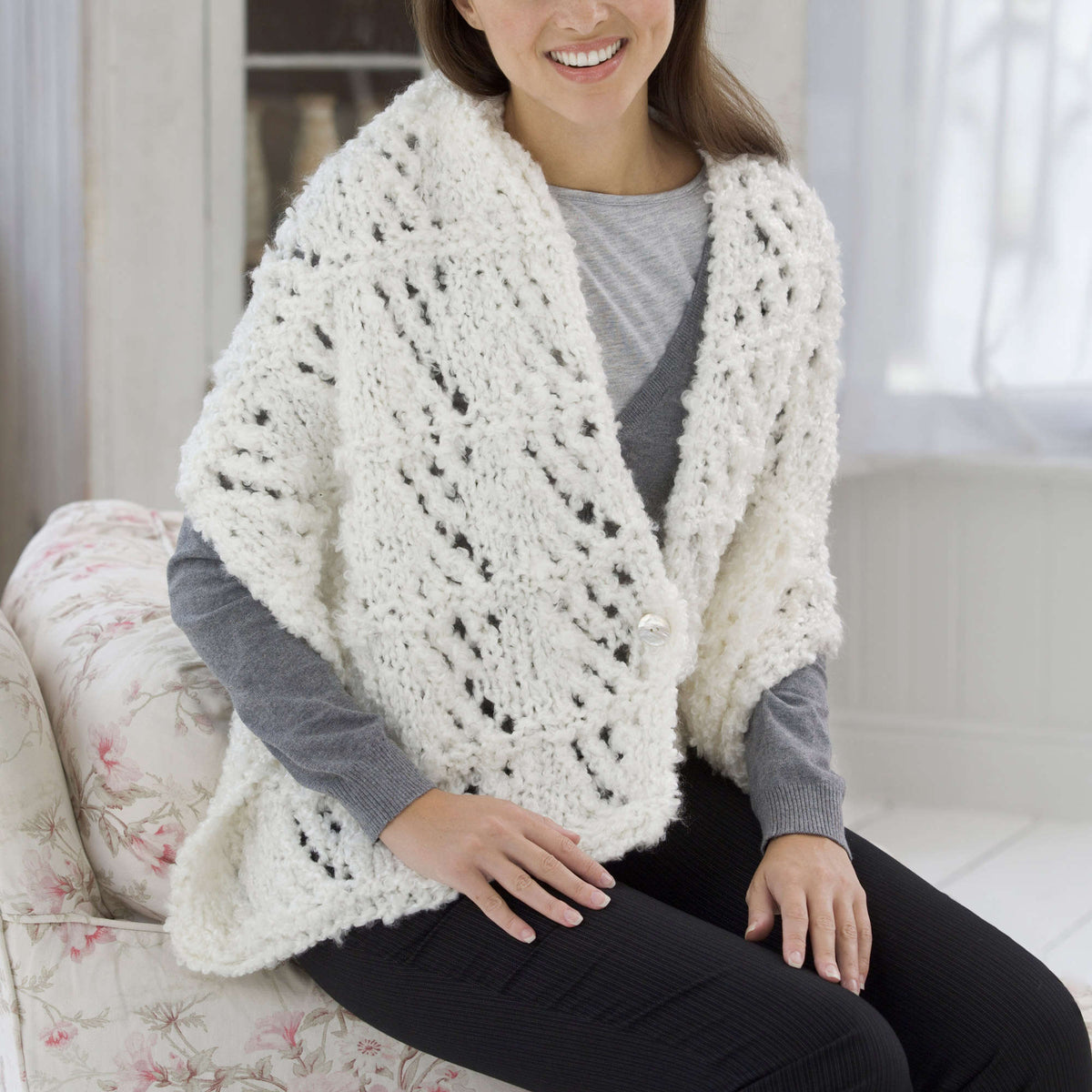 Knit Wrap made in Red Heart Light & Lofty Yarn