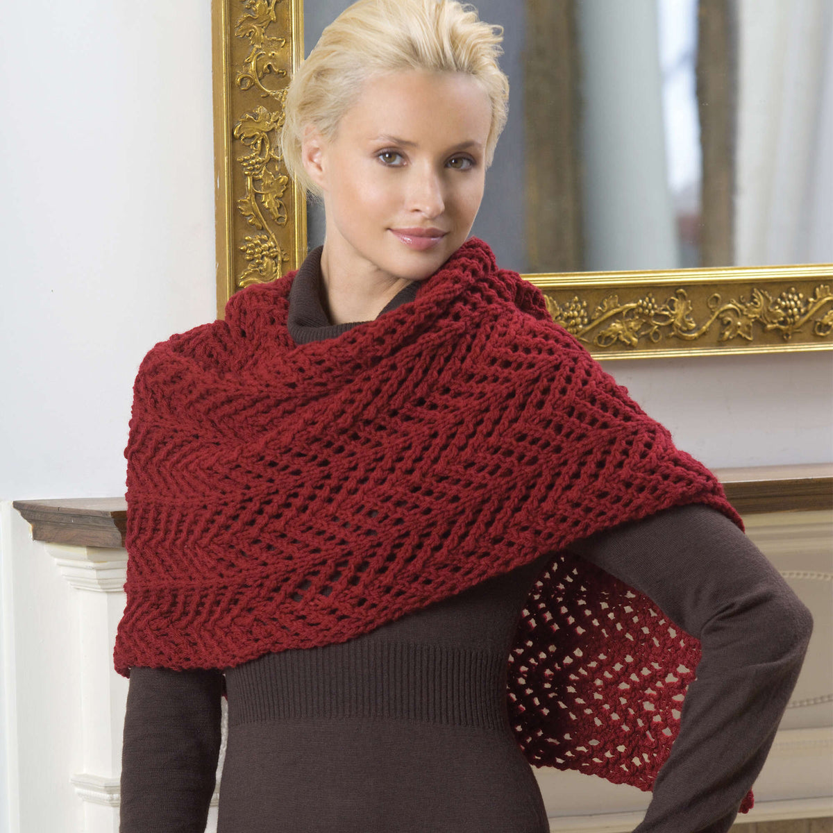 Knit Shawl made in Red Heart Designer Sport yarn