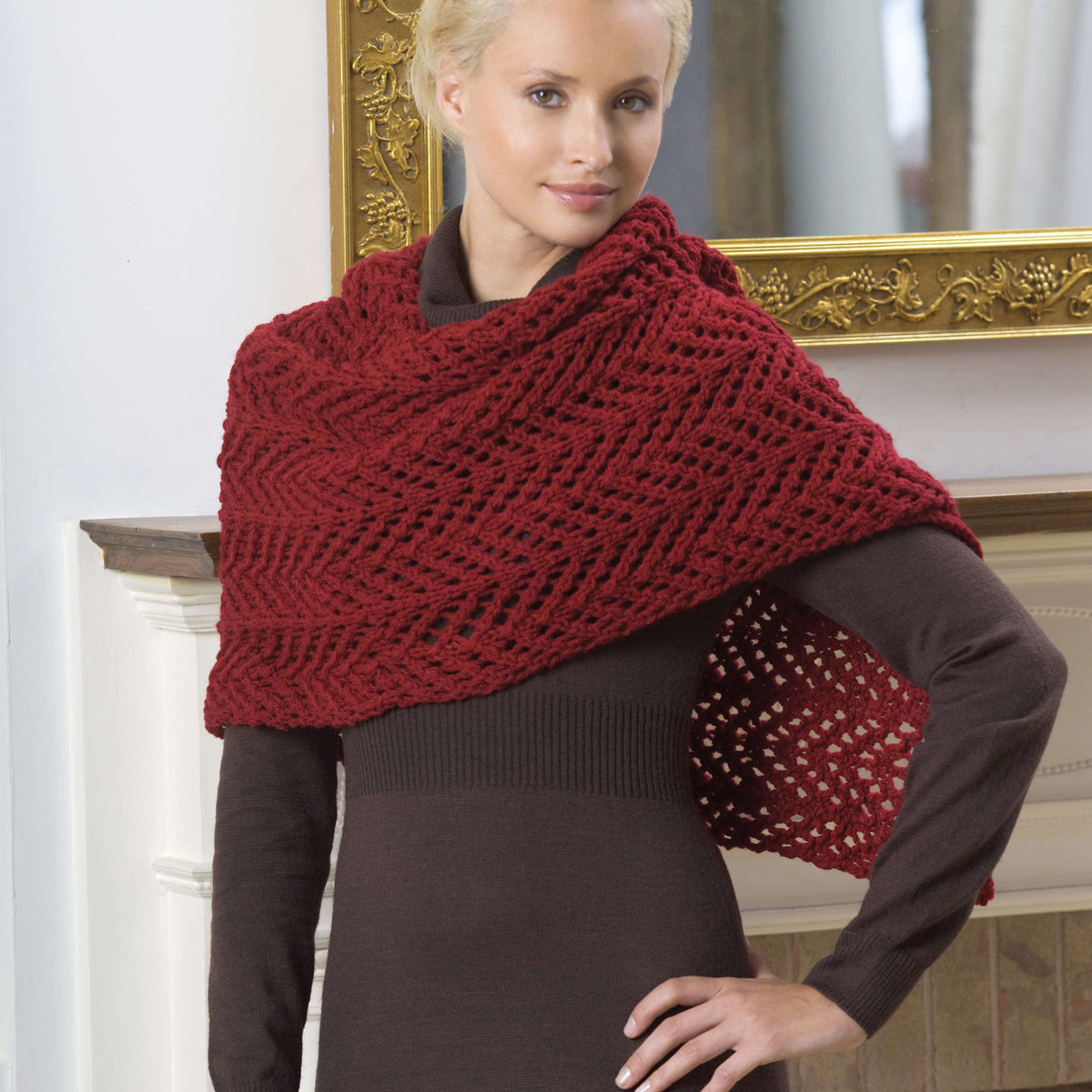Knit Shawl made in Red Heart Designer Sport yarn