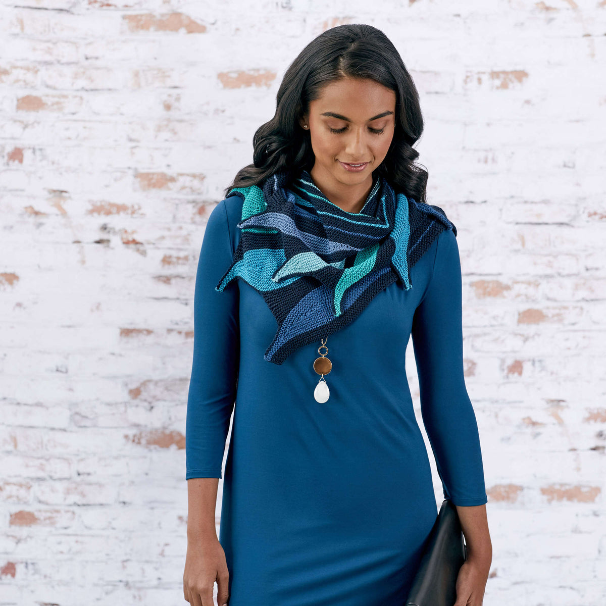 Knit Shawl made in Red Heart It's a Wrap yarn