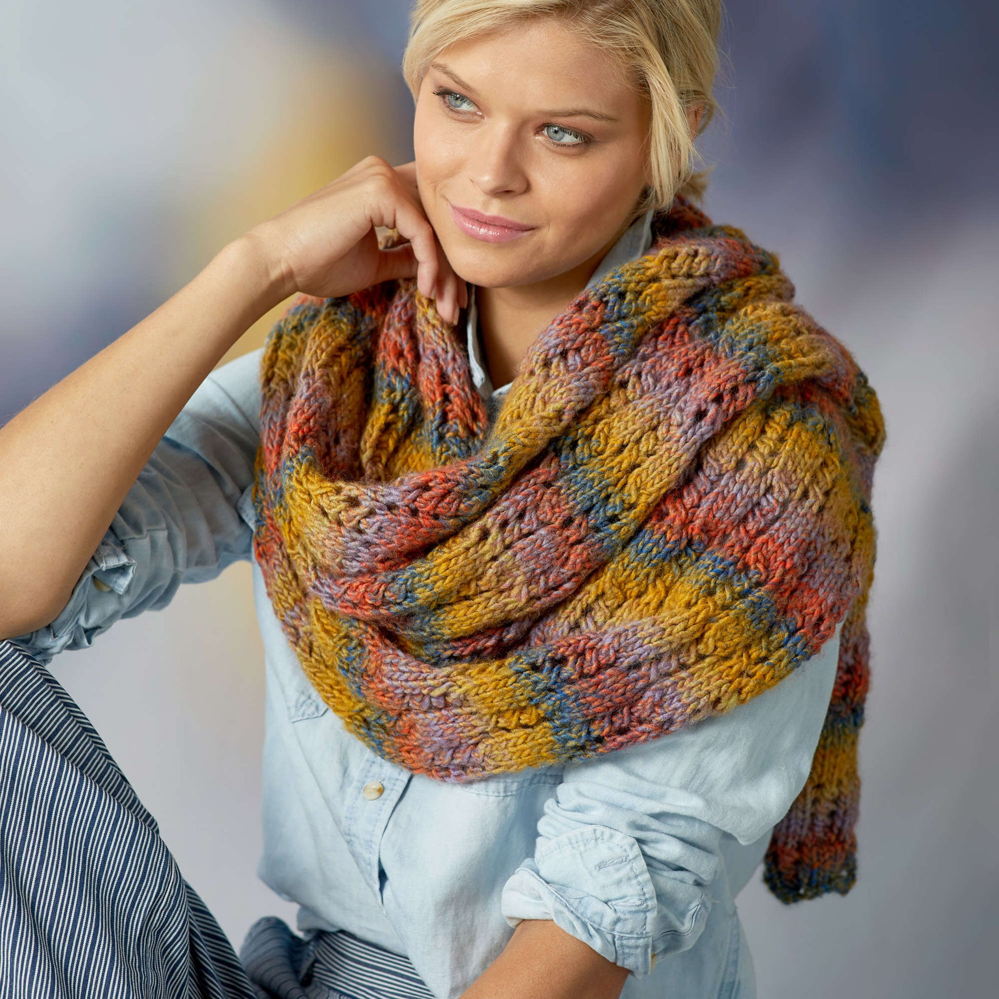 Free Red Heart Rendezvous Knit Shawl Pattern