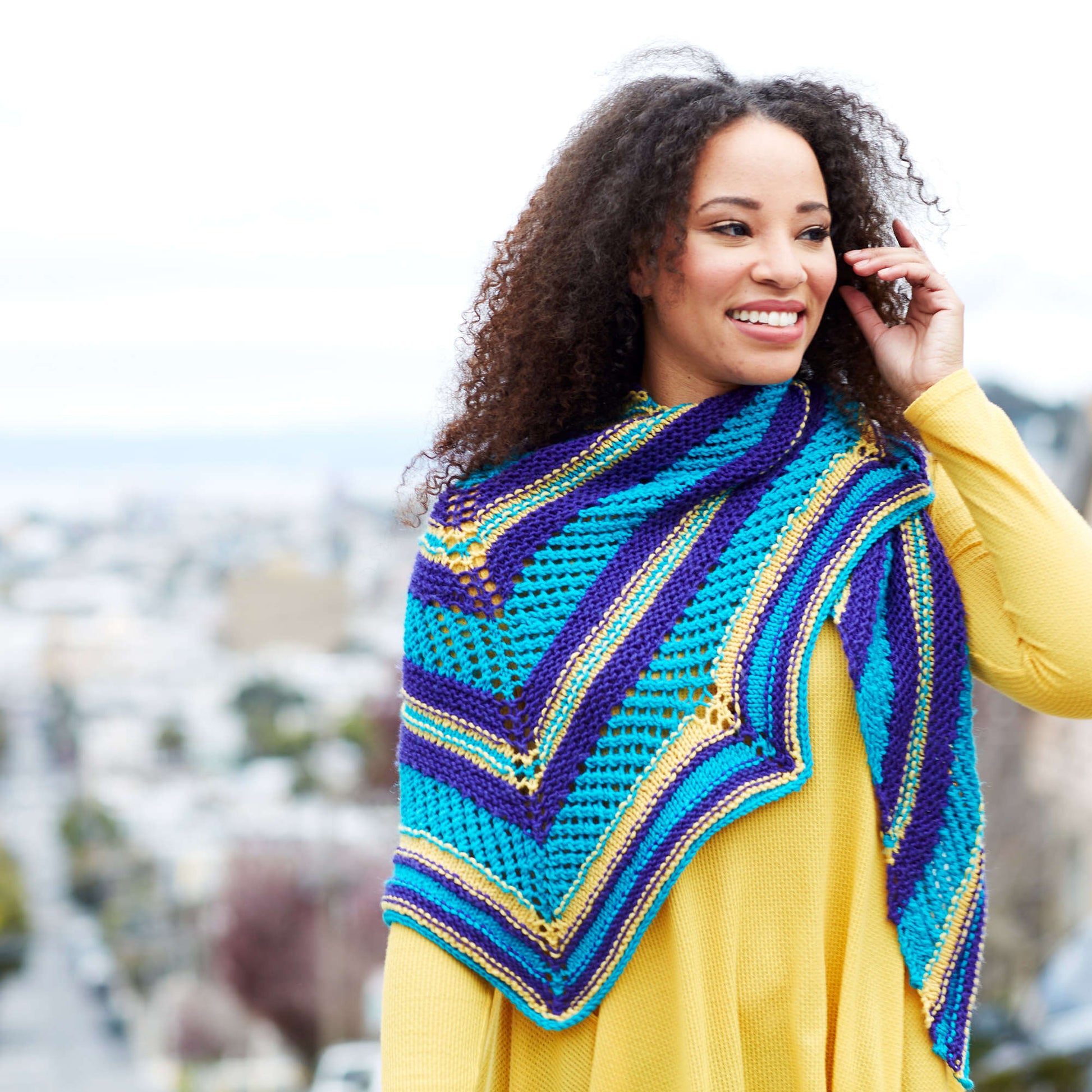 Free Red Heart Outside The Chic Box Shawl Knit Pattern