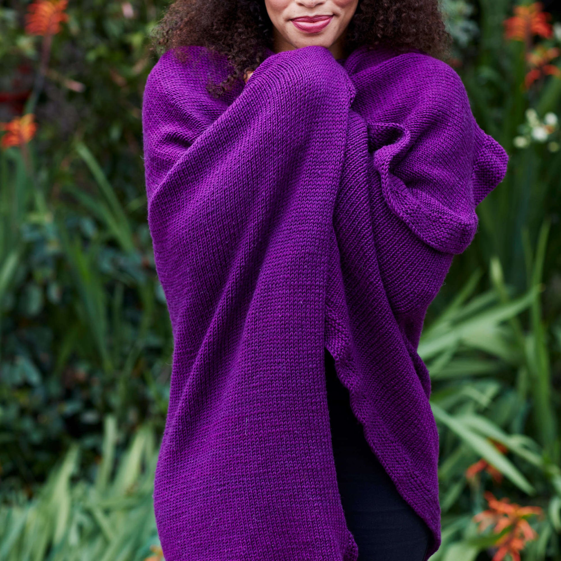 Free Easy Red Heart Effortlessly Chic Ruana Knitting Pattern ...