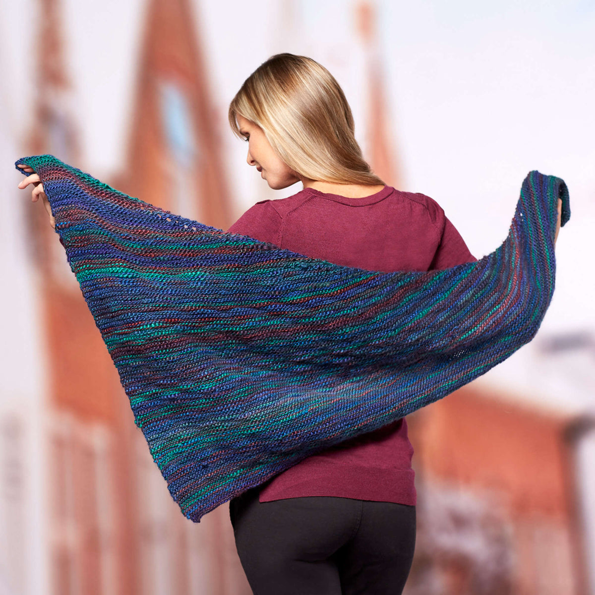 Knit Shawl made in Red Heart Boutique Yarn