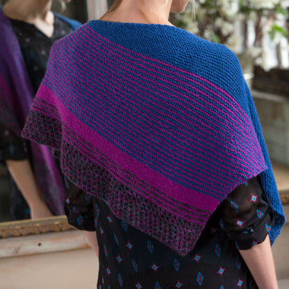 Red Heart Knit Modern Stripe Shawl Knit Shawl made in Red Heart Heart & Sole Yarn