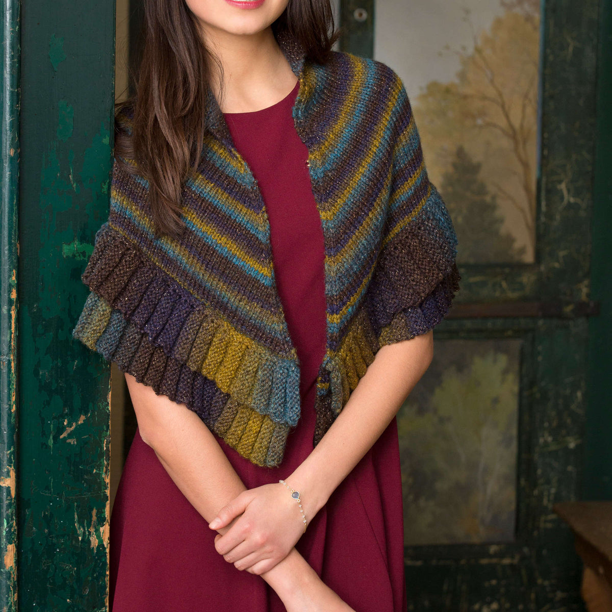 Knit Shawl made in Red Heart Boutique Yarn