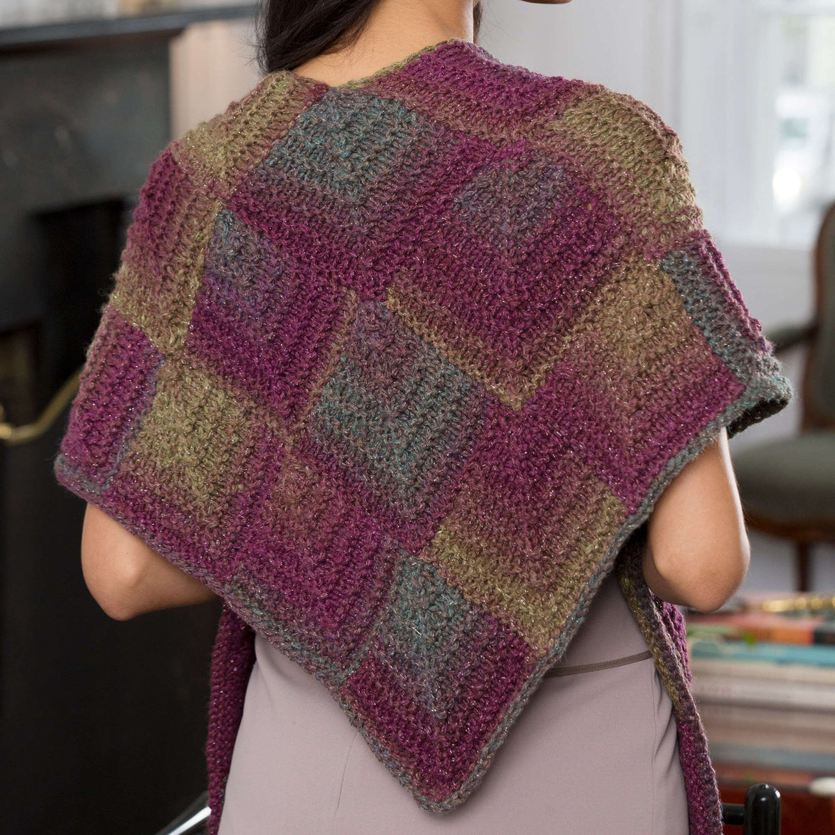 Knit Shawl made in Red Heart Boutique Yarn