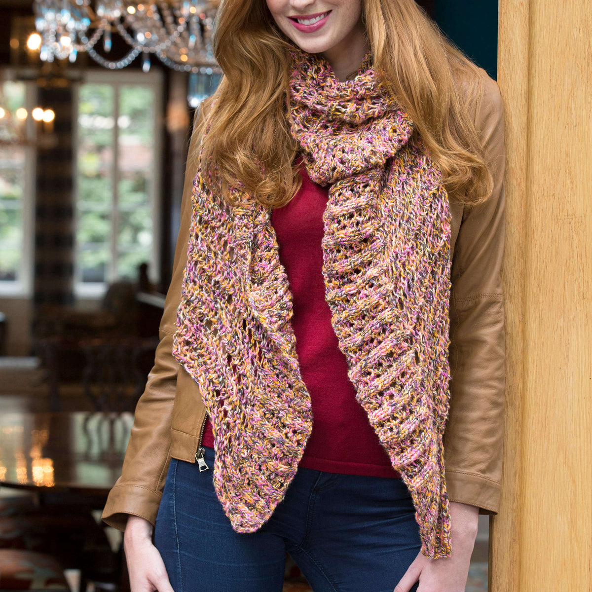 Knit Wrap made in Red Heart Shimmer Yarn