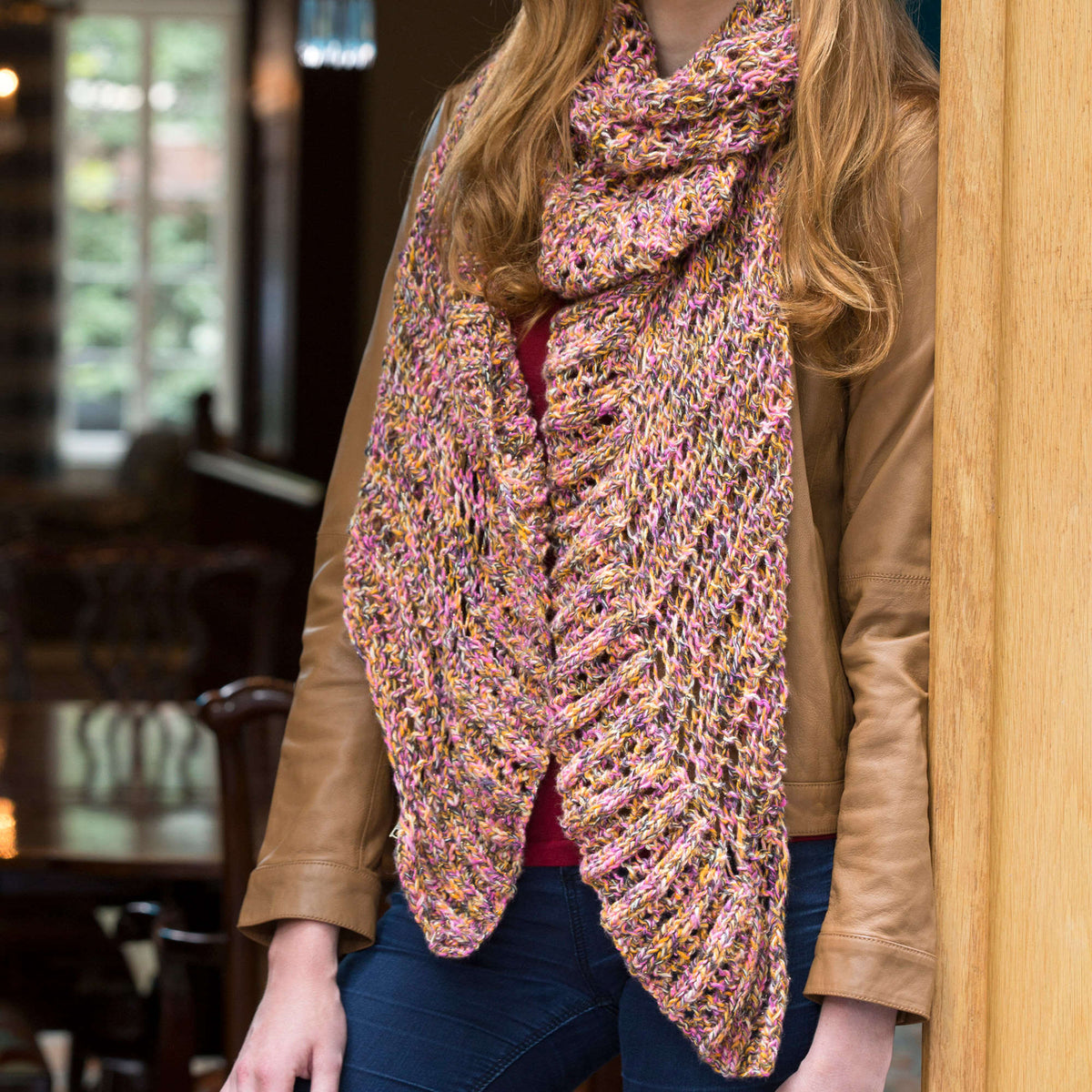 Knit Wrap made in Red Heart Shimmer Yarn