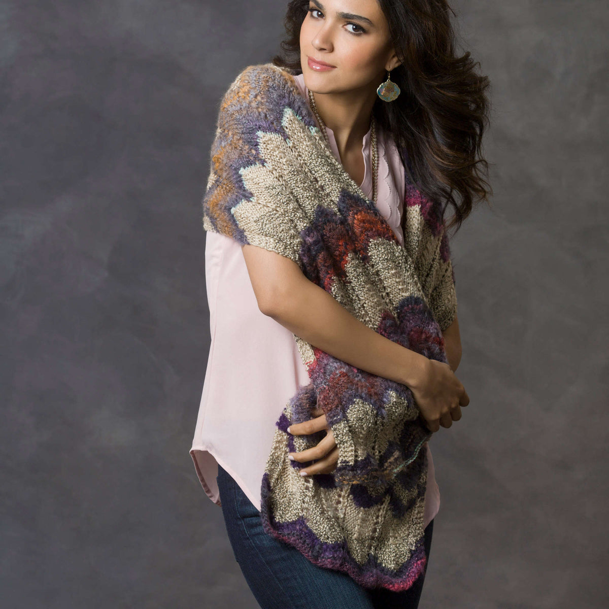 Knit Shawl made in Red Heart Boutique Yarn