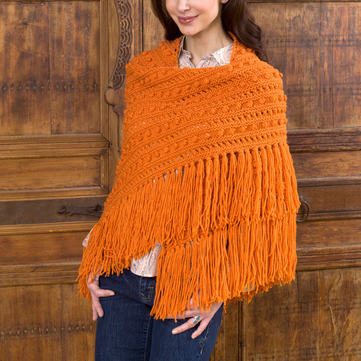 Knit Shawl made in Red Heart Super Saver Yarn