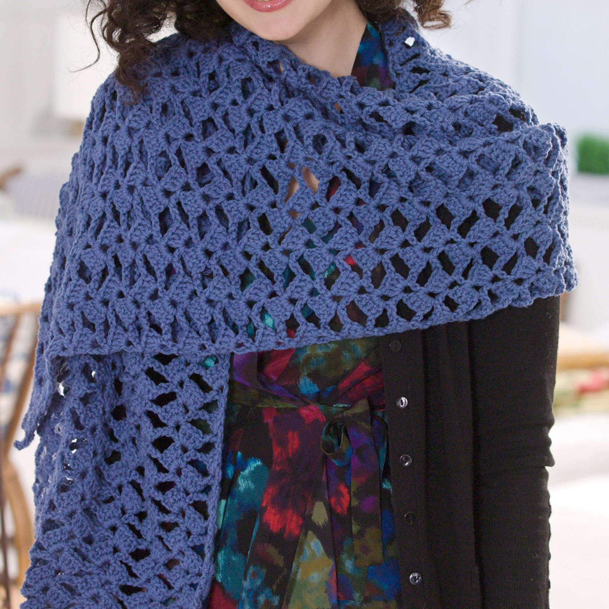 Free Red Heart Ribbed Slit Shawl Knit Pattern
