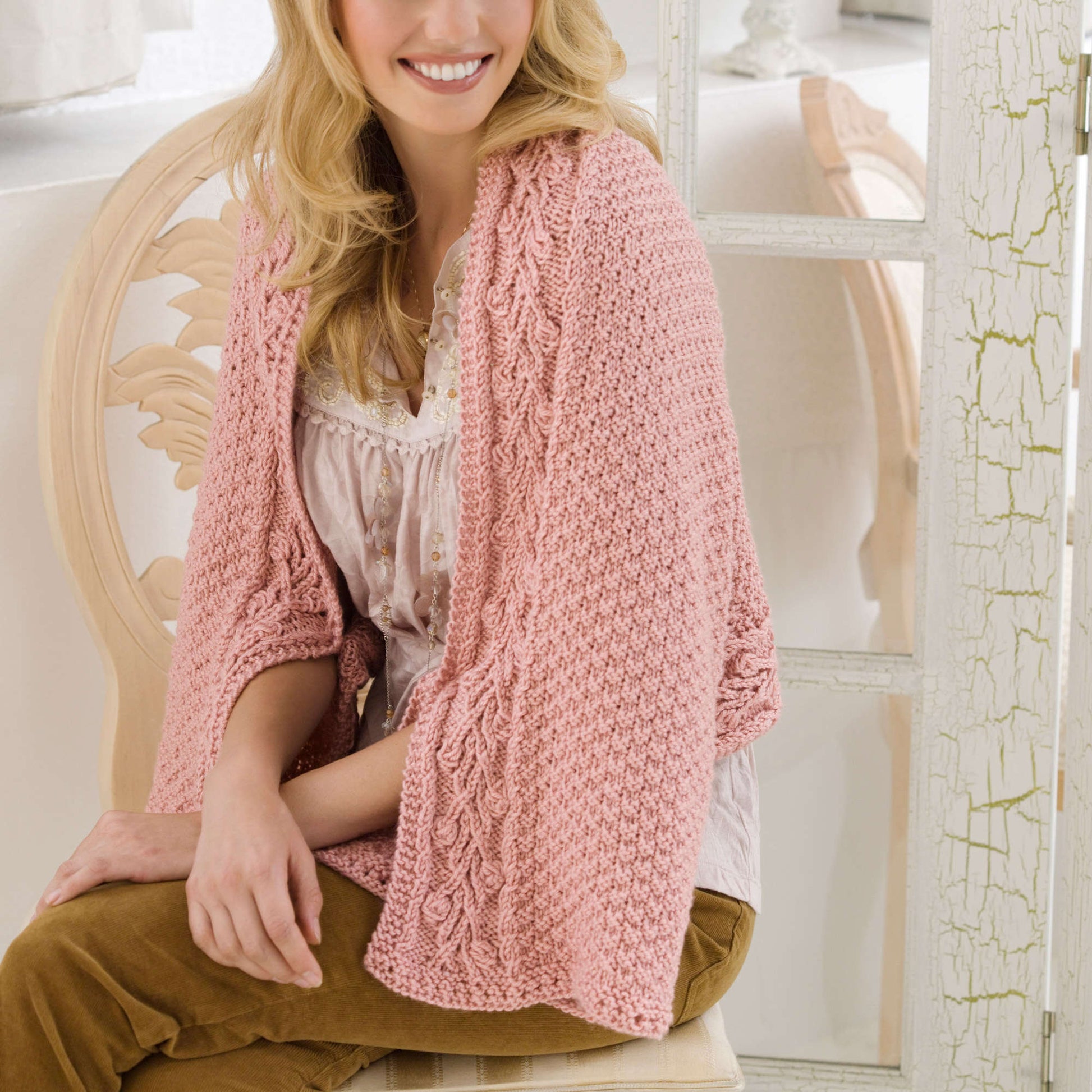 Free Red Heart Briar Rose Wrap Knit Pattern