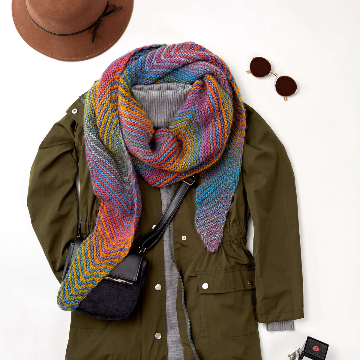 Knit Shawl made in Red Heart Colorscape Yarn