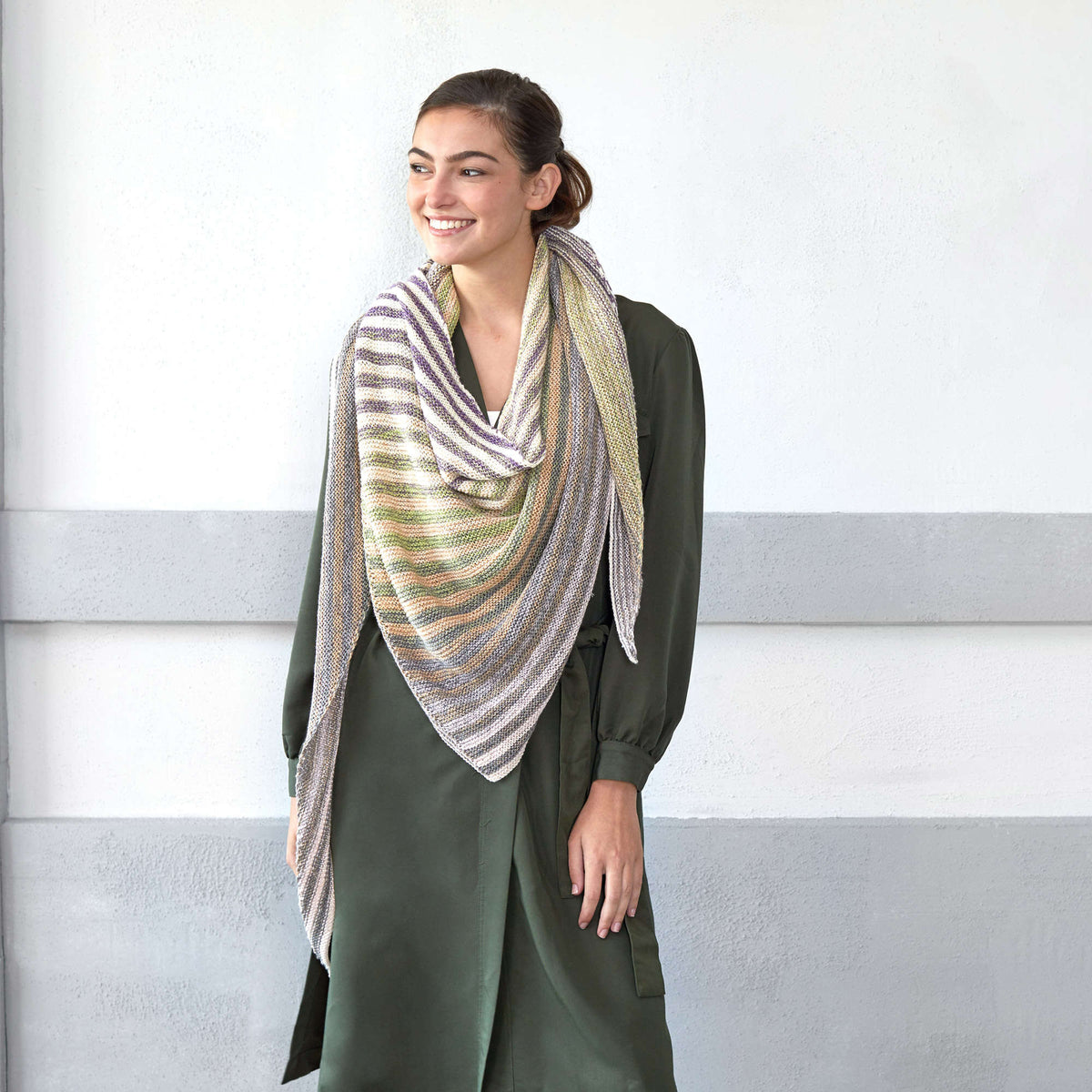 Knit Shawl made in Red Heart It's a Wrap Rainbow Yarn