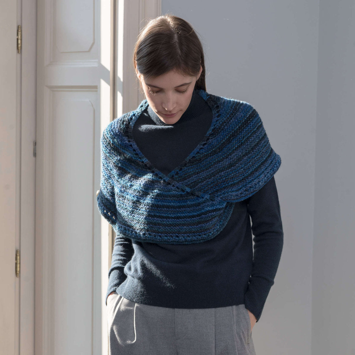 Knit Shawl made in Red Heart An Italian Story Ombra Yarn