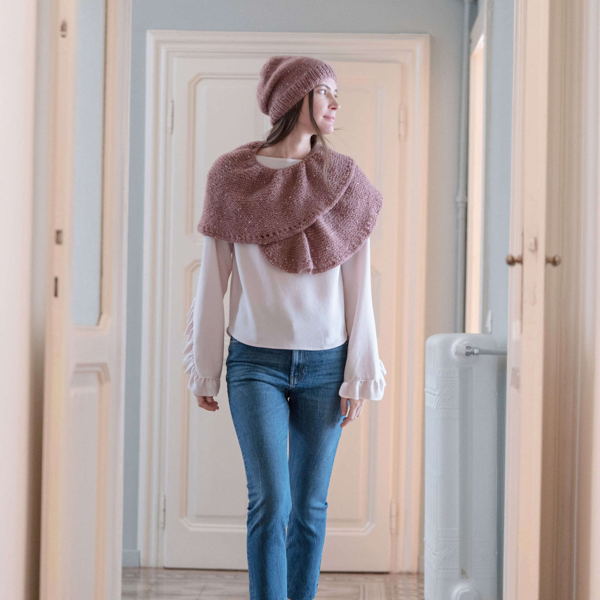 Knit Shawl made in Red Heart An Italian Story Luce Yarn