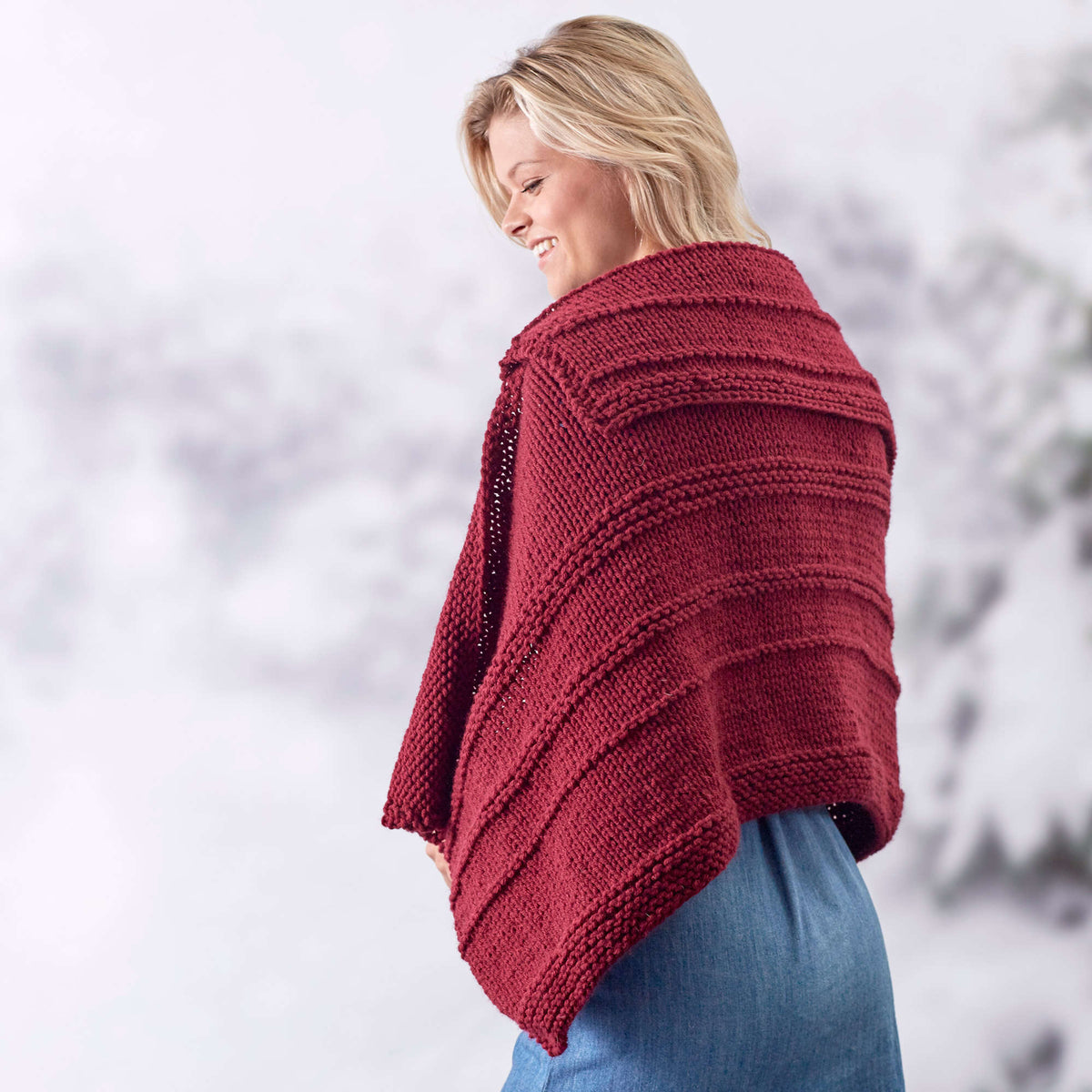 Knit Shawl made in Red Heart Comfort Chunky Yarn