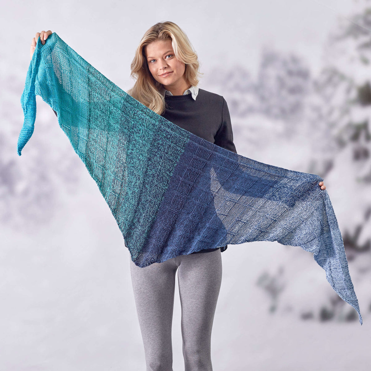 Knit Shawl made in Red Heart It's a Wrap Rainbow Yarn