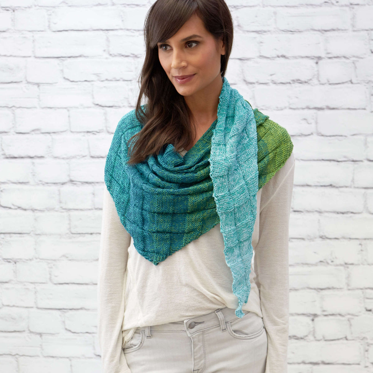 Knit Shawl made in Red Heart It's a Wrap Rainbow Yarn