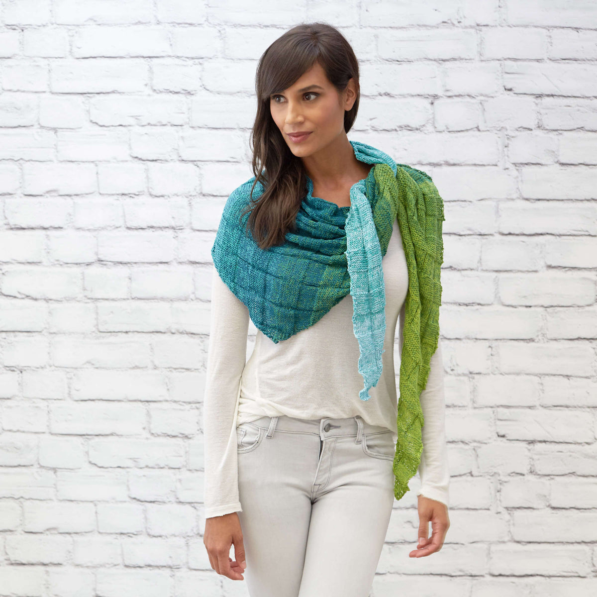 Knit Shawl made in Red Heart It's a Wrap Rainbow Yarn