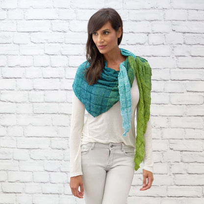 Red Heart Knit Blocks Shawl Knit Shawl made in Red Heart It's a Wrap Rainbow Yarn